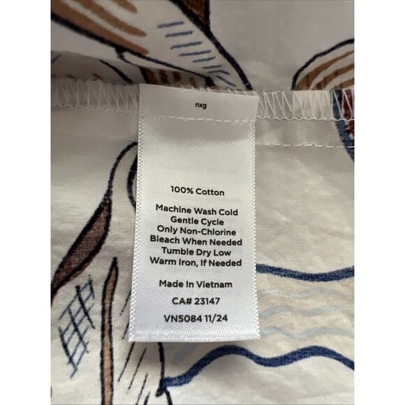 Talbots Shirtdress Womens 14 Cotton Poplin Midi Botanical Print Pockets Relaxed - Picture 5 of 11